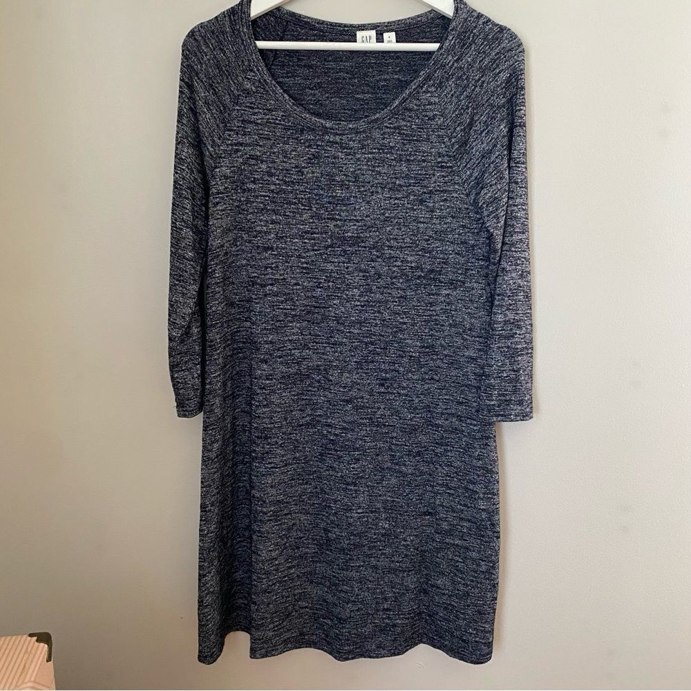 Gap Dress Long Sleeve Marled Black Gray Casual Neutral Comfy